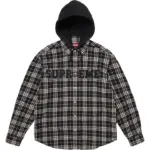 Applique Hooded Flannel Shirt Black