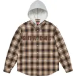 Applique Hooded Flannel Shirt Brown